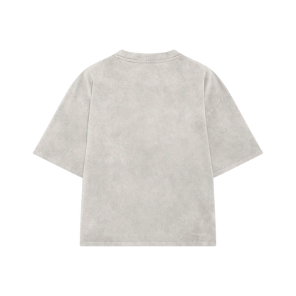 Back view of Street Alpha oversized tee showing acid washed texture