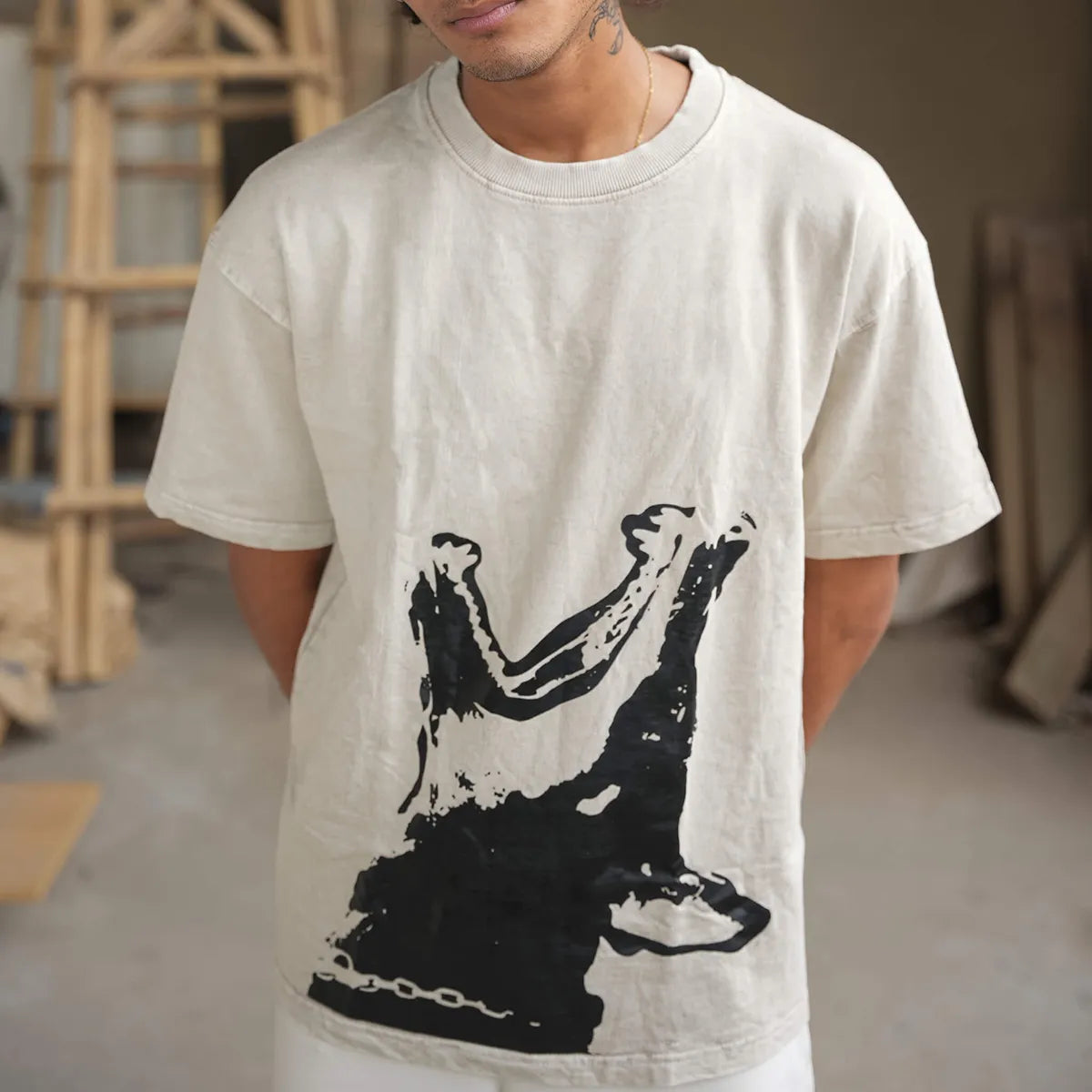 Cuff and sleeve detail of Street Alpha oversized fit streetwear t-shirt India